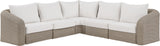 Seacrest - 123.25" Olefin Water Resistant Fabric And Wicker 5 Piece Outdoor Patio Modular Sectional