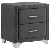 Upholstered 2 Drawer Nightstand With Accents
