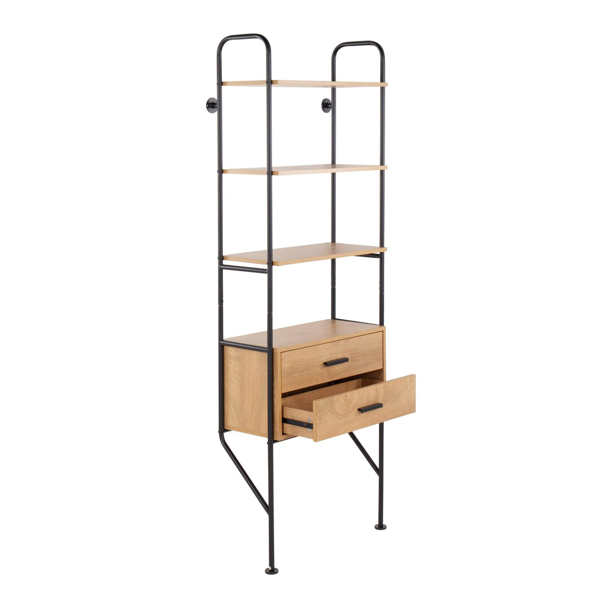 Lean - Bookcase - Black Metal And Brown Wood