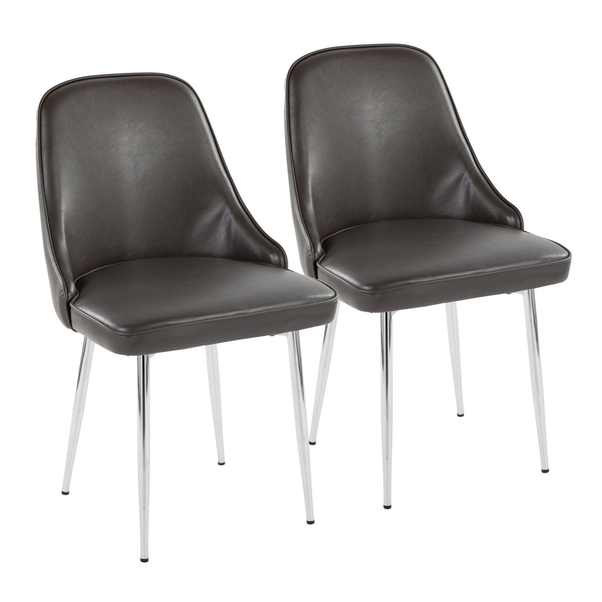 Marcel - Contemporary Dining Chair (Set of 2) - Chrome Frame And Gray Faux Leather