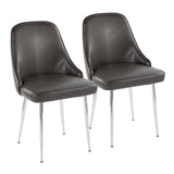 Marcel - Contemporary Dining Chair (Set of 2) - Chrome Frame And Gray Faux Leather