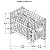 Slatted - Headboard Twin / Twin Bunk Bed With Built In Ladder Design - White
