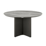 Ciela - Outdoor Round Sintered Stone Dining Table With Sculptural Cross Aluminum Base - Dark Bronze