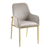 Barnard - Side Chair Set of 2) - Gray Velvet & Mirrored Gold