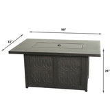 Aluminum Rectangle Fire Table With Fire Glass And Cover - Antique Bronze
