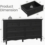 7 Drawer Dresser, Storage Chest - Black
