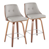 Gianna - Fixed-Height Swivel Counter Stool (Set of 2) - Walnut Frame And Square Footrest
