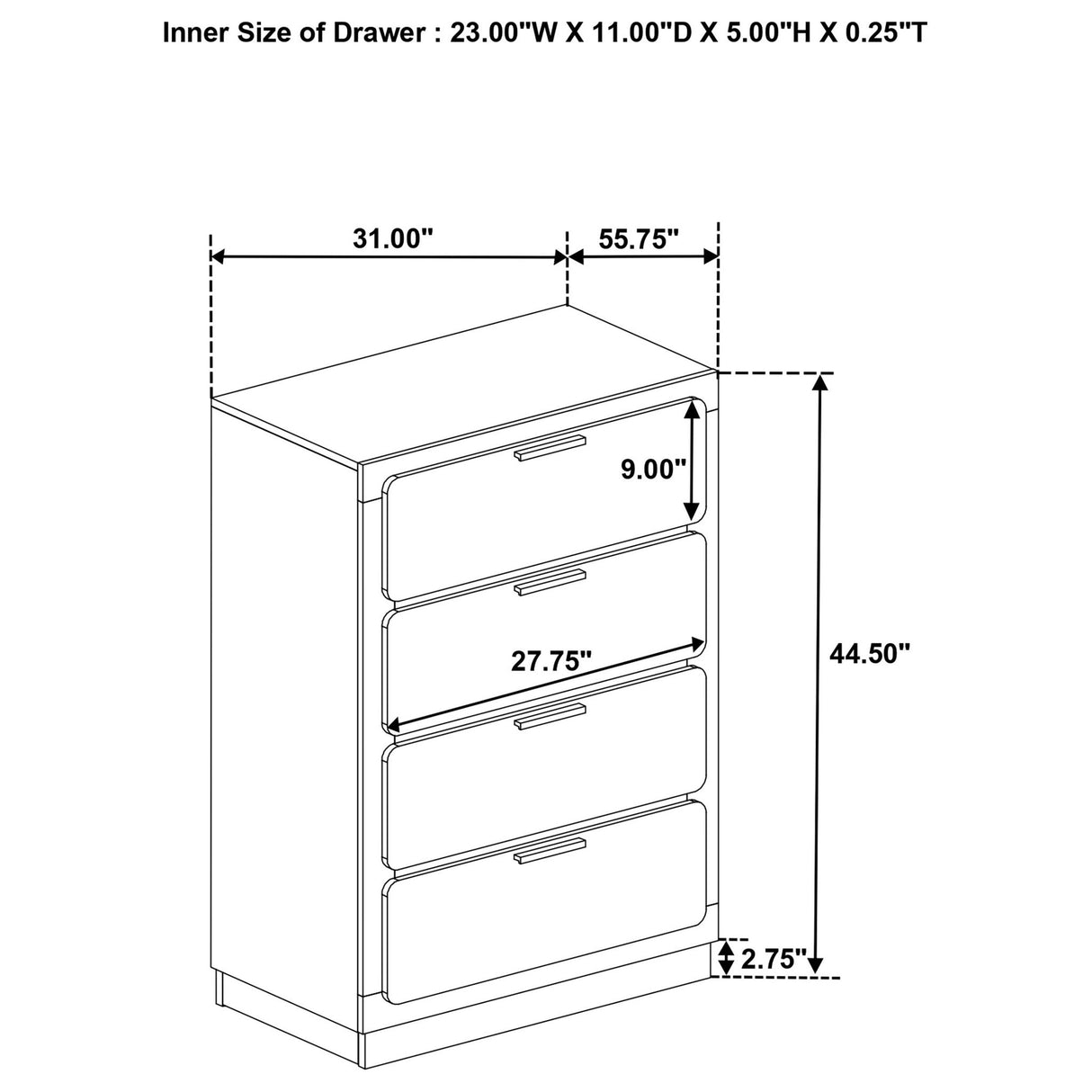Sophia - 4 Drawer Chest