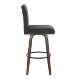 Hannah - Fixed-Height Barstool With Swivel And Round Black Metal Footrest (Set of 2) - Walnut Glazed Wood