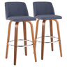 Toriano - Mid Century Modern Fixed Height, Barstool With Swivel With Round Footrest (Set of 2)