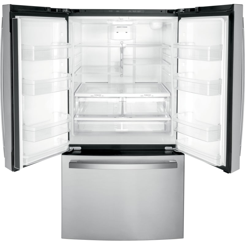 GE GWE22JYMFS Counter-Depth French-Door Refrigerator - Open View