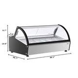 46 in. Countertop Gelato Display Case with 6 Pans and Built-in Glass Sneeze Guard in Stainless-Steel (KM-CGD-6P)