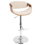 Curvo - Adjustable Barstool - Walnut And Cream