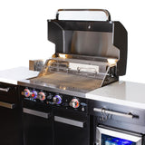 Mont Alpi Compact Series 6 Ft Propane Outdoor Kitchen Island w/ Fridge in Black Stainless Steel - MA-957FC