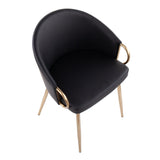 Canary - Claire Contemporary/Glam 5 Piece Dining Room Set - Gold Metal, Black MDF, And Black Faux Leather