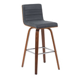 Vienna - Modern Swivel Bar Height Stool - Walnut Finished Wood Frame