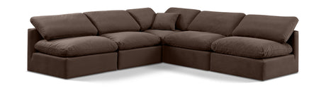 Indulge - Velvet 5 Piece Modular Corner Armless Sectional
