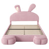 Upholstered Platform Bed With Cartoon Ears Shaped Headboard And LED Light