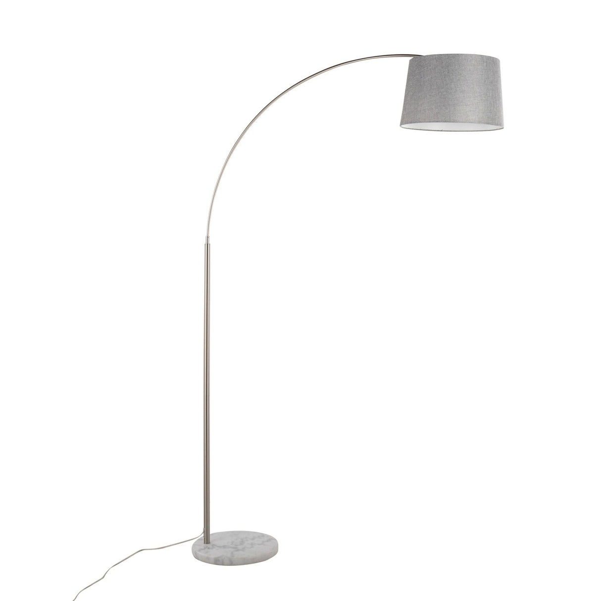 Salon - March Floor Lamp - White Marble And Nickel With Gray Linen Shade