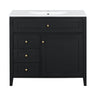 Bathroom Vanity With Sink, 3 Drawers & Cabinet With Adjustable Shelves