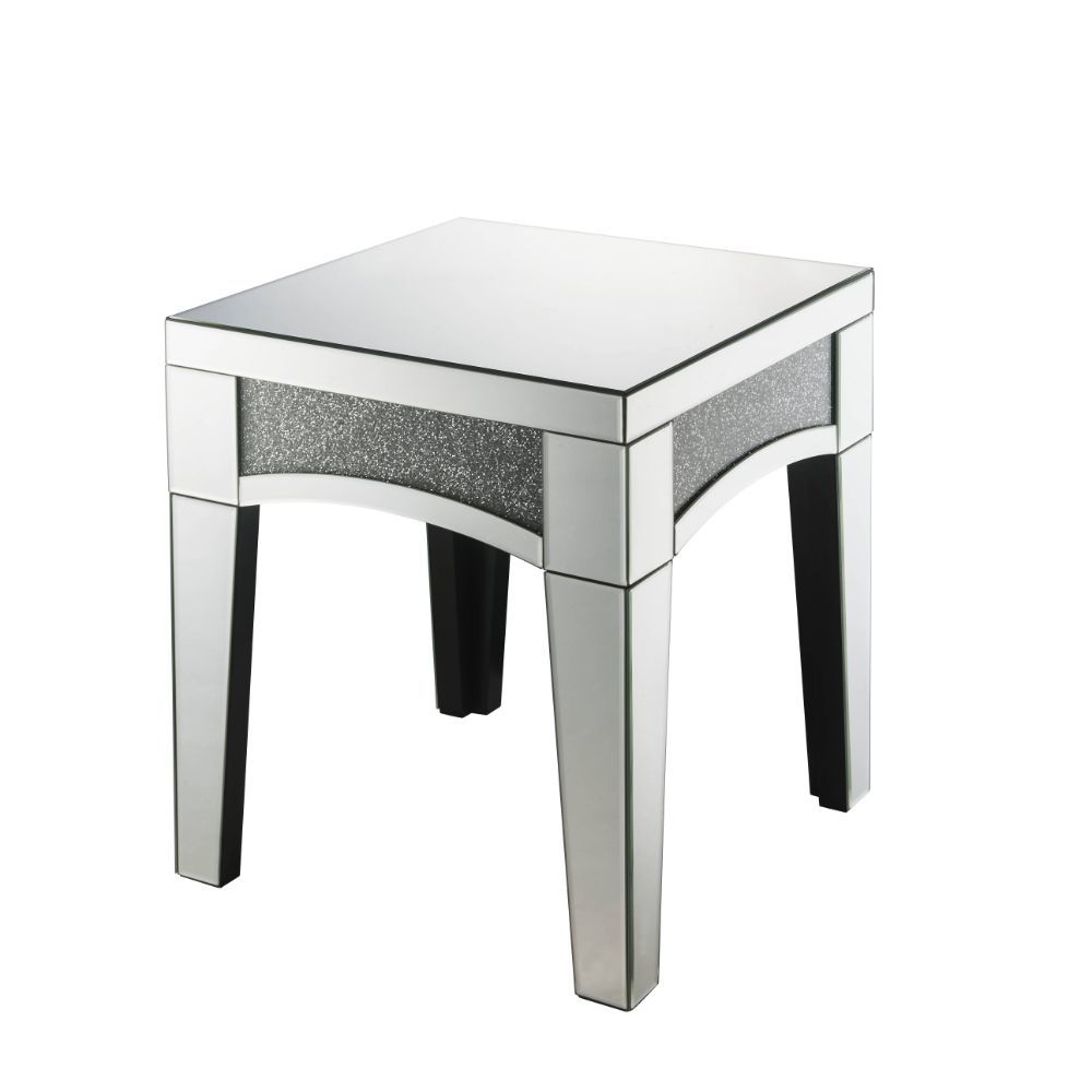 Noralie - 20" X 20" End Table - Mirrored & Faux Diamonds