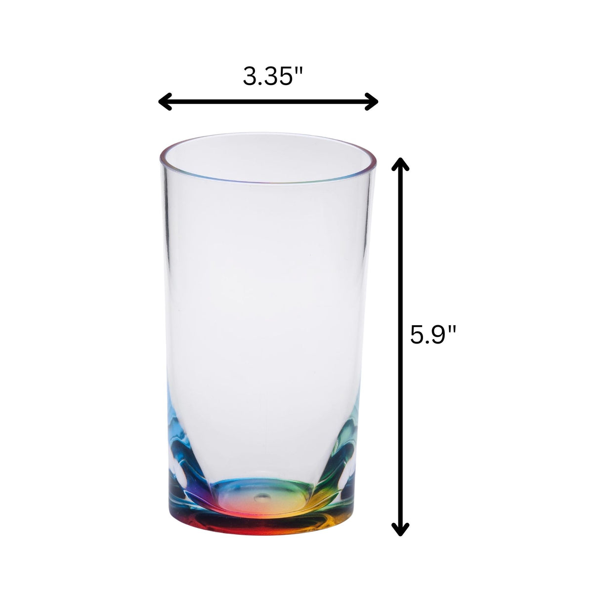 Leading Ware Oval Halo Acrylic Glasses Drinking, 15Oz (Set of 4) Hi Ball, Bpa Free - Clear
