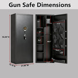 Rifle Safe, Biometric & Keypad Lock, Adjustable Gun Racks With Built In Alarm System