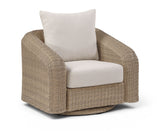 Seacrest - Olefin Water Resistant Fabric And Wicker Outdoor Patio Swivel Chair