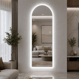 65" X 21" Arched LED Full Length Mirror, Wall Mounted Lighted Full Body Mirror With Frosted Edge Lighting, 3 Color Temperatures & Stepless Dimming - Silver
