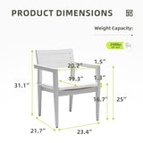 Outdoor Patio Stationary Dining Chairs With Outdoo Grade Sunbrella Fabric Cushions, Tapered Feet (Set of 4) - Grayish