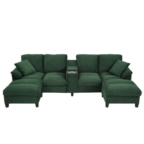 Modern U-Shaped Sectional Sofa With Storage Ottomans