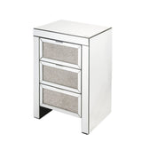 Noralie - Accent Table, 3 Storage Drawers - Mirrored & Faux Diamonds