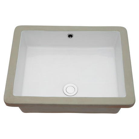 Modern Rectangular Undermount Bathroom Sink With Overflow Ceramic