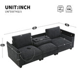 Sectional With Bluetooth Speaker Comfy Cloud Couch Set With Drop Down Table Cup Holders, USB Charger Storage Armrest Wide Seat Sofa