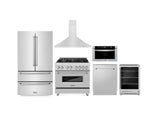 Kitchen Package with Refrigeration, 36" Stainless Steel Dual Fuel Range, 36" Range Hood, Microwave Drawer, 24" Tall Tub Dishwasher and Beverage Fridge - (6KPRRARH36MWDWVRBV) -