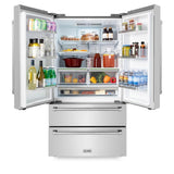 Kitchen Package with Refrigeration, 36" Stainless Steel Dual Fuel Range, 36" Range Hood, Microwave Drawer, 24" Tall Tub Dishwasher and Beverage Fridge - (6KPRRARH36MWDWVRBV) -