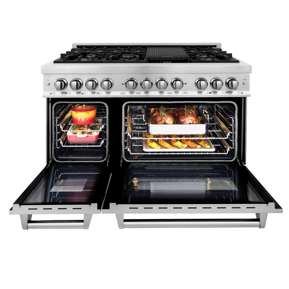 Kitchen Package with Refrigeration, 48" Stainless Steel Dual Fuel Range, 48" Range Hood, Microwave Drawer, 24" Tall Tub Dishwasher and Beverage Fridge - (6KPRRARH48MWDWVRBV) -