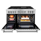 Kitchen Package with Refrigeration, 48" Stainless Steel Dual Fuel Range, 48" Range Hood, Microwave Drawer, 24" Tall Tub Dishwasher and Beverage Fridge - (6KPRRARH48MWDWVRBV) -