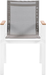 Nizuc - Outdoor Patio Dining Arm Chair With White Frame And Natural Arms (Set of 2)