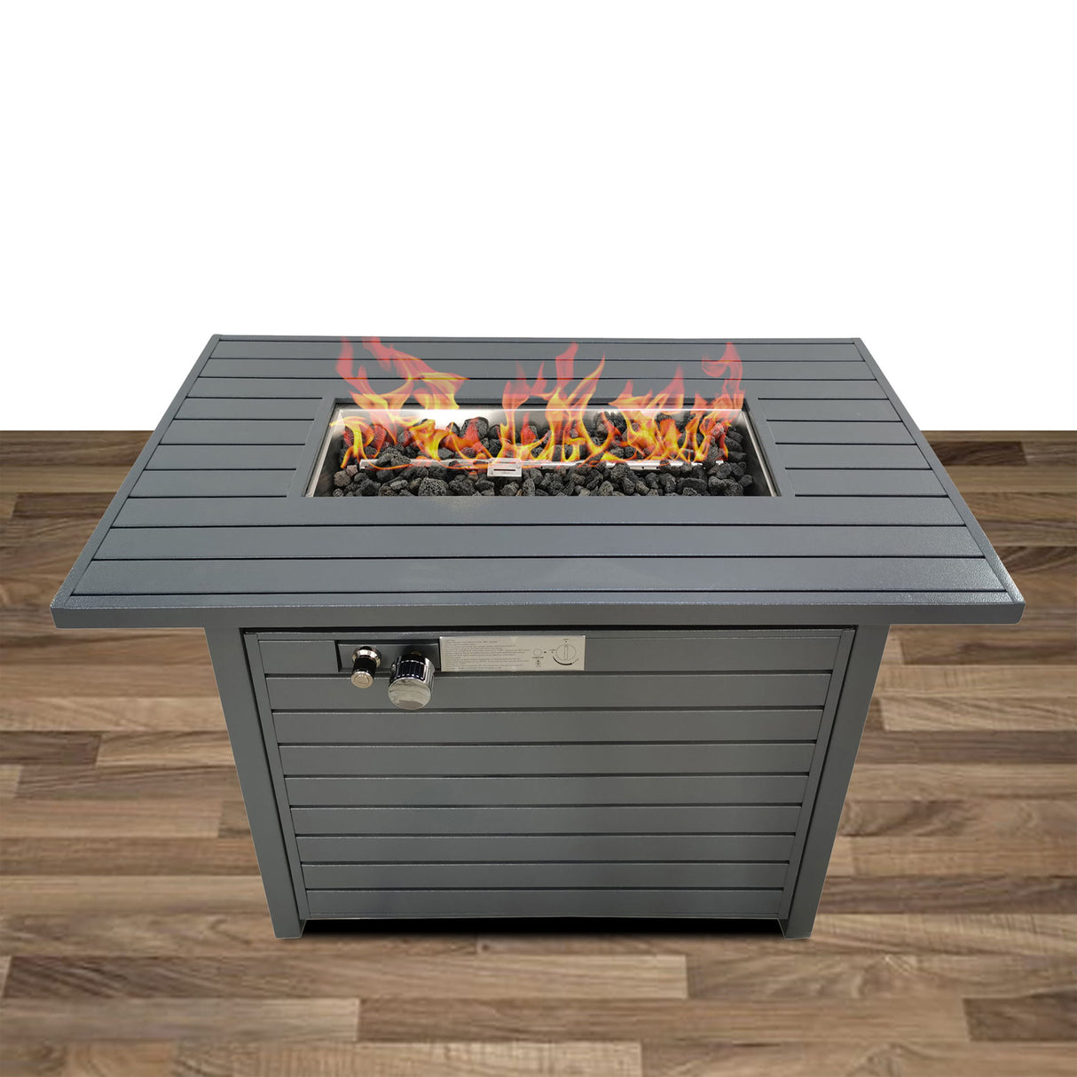 Propane Outdoor Fire Pit Table With Lid - Gray