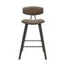 Fox - Counter Height Curved Back Wood Bar Stool With Faux Leather Seat