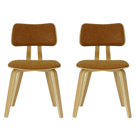 Jaguar - Curved Back Wood Dining Chair With Faux Leather Seat