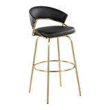 Jie - 30" Fixed-Height Barstool With Swivel - Gold Legs (Set of 2)