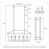 5 Light Farmhouse Kitchen Island Lighting, 5 Light Industrial Linear Chandelier For Dining Room Metal Hanging Pendant Light Fixture For Bedroom Living Room Hallway Conference Room - Matte Black