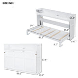 Murphy Bed With Desk, LED Light And USB Charging Station