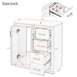 Bathroom Vanity With Sink, Storage Cabinet, Freestanding Set With 3 Drawers & Soft Closing Doors
