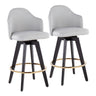 Ahoy - Fixed-Height Counter Stool - Wood Legs And Round Metal Footrest With Fabric Seat (Set of 2)