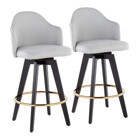 Ahoy - Counter Stool - Wood Legs And Round Metal Footrest Fabric Seat (Set of 2)