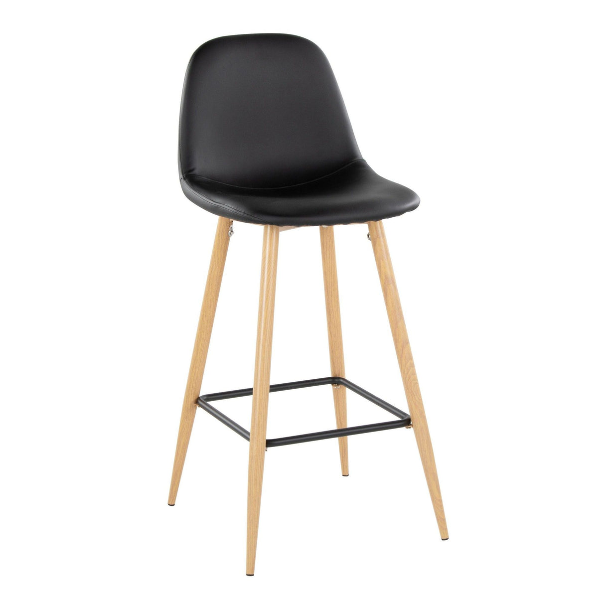 Pebble - 30" Fixed-Height Barstool (Set of 2) - Natural And Black