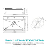 Drop In Waterfall Kitchen Sink With Pull Out Faucet & Cup Washer